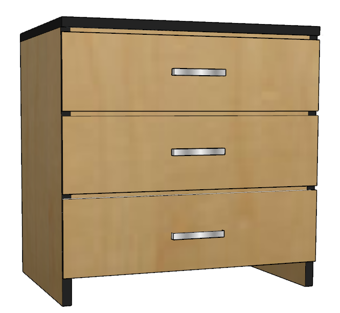Contempo 3 Equal Drawer Chest, 36"W